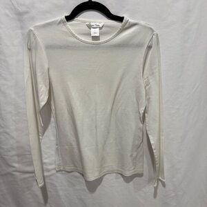 Cuddl Duds Women’s Long‎ Sleeve Base Layer Top White Medium Cotton Blend Thermal